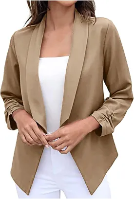 ZEFOTIM Blazers for Women Winter Fashion Plus Size Striped/Plain Coat Lightweight Trendy Casual Blazer