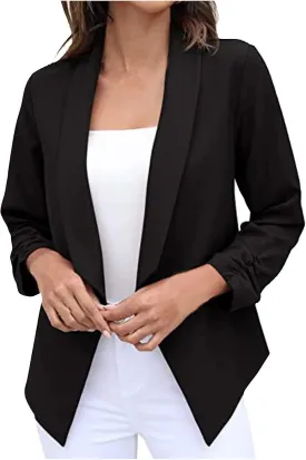 ZEFOTIM Blazers for Women Winter Fashion Plus Size Striped/Plain Coat Lightweight Trendy Casual Blazer
